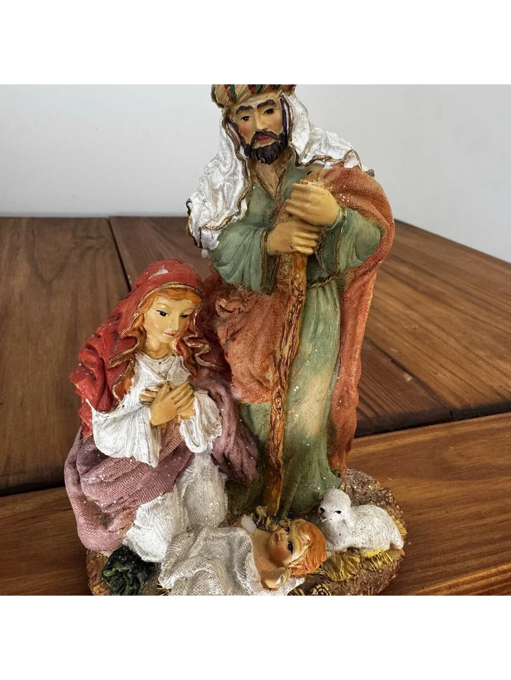 Vintage Nativity Scene Holy Family Christmas Stocking Hanger Holder Mantel Decor